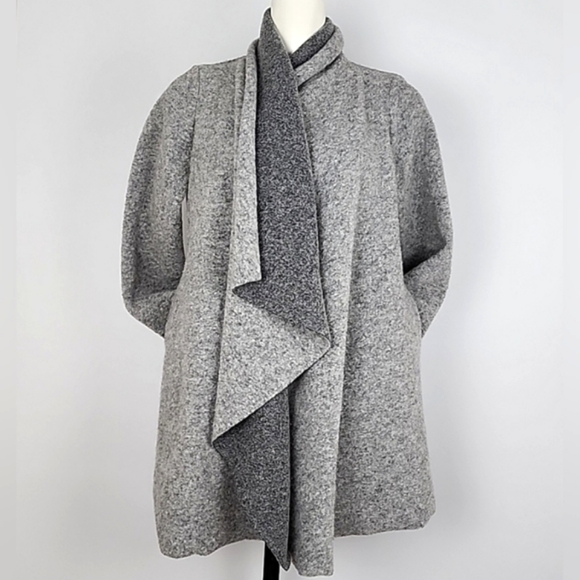 Marisa & Marie Open Front Waterfall Cardigan Wool Blend Two Tone Grey Size Small - Picture 2 of 11